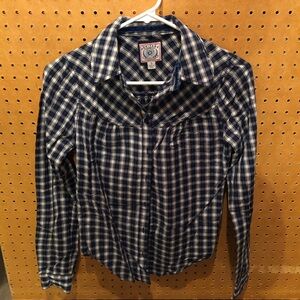 Heritage Blue Plaid Button Up Shirt Top